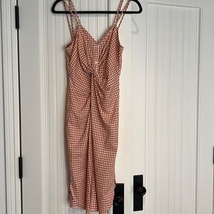 Zara orange plaid midi dress